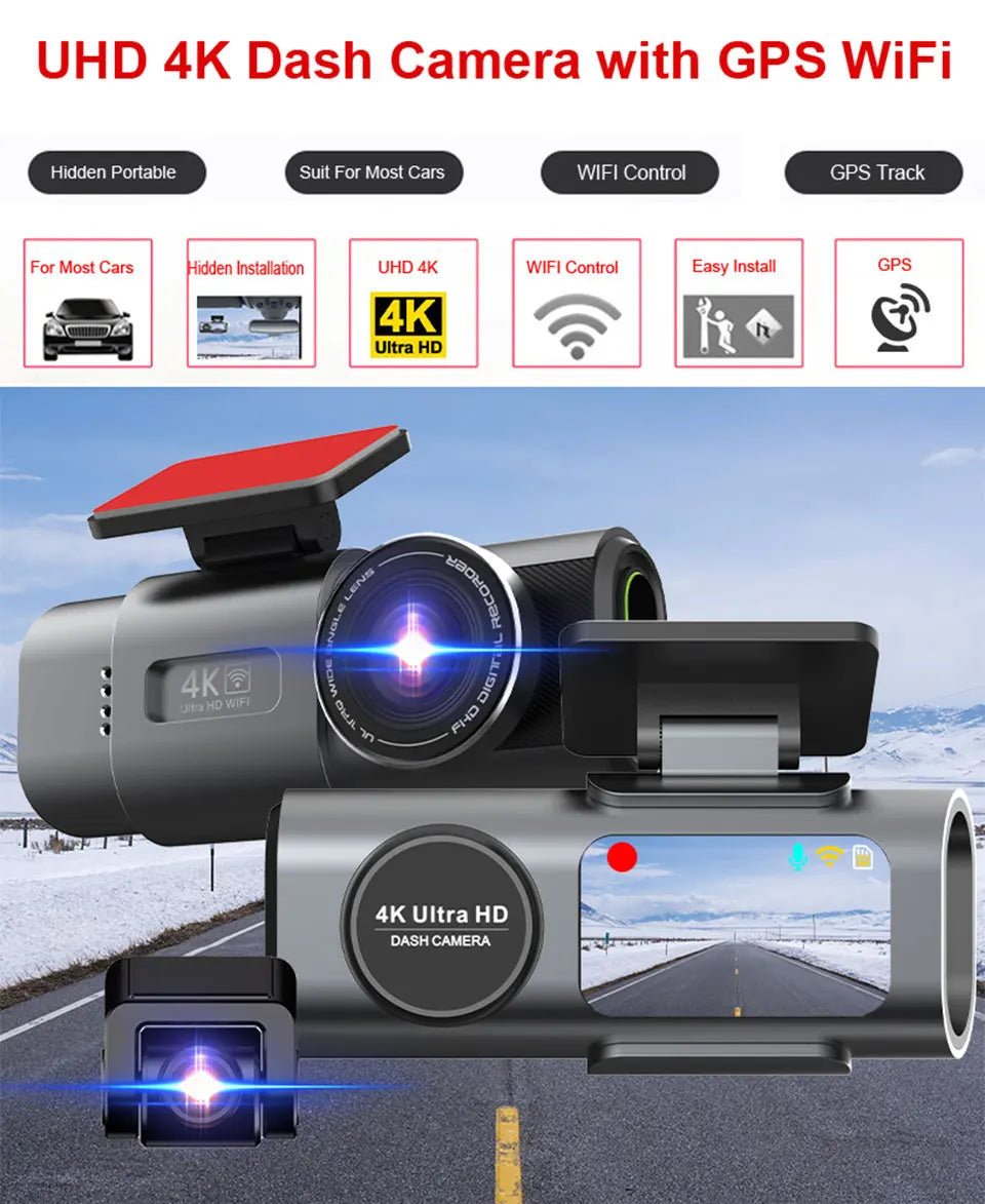 4K UHD Dash Cam with Wi-Fi & GPS