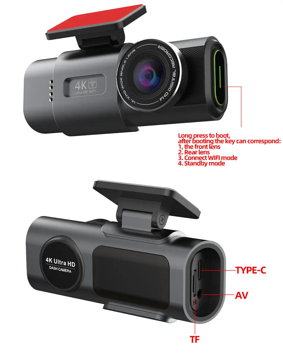 4K UHD Dash Cam with Wi-Fi & GPS