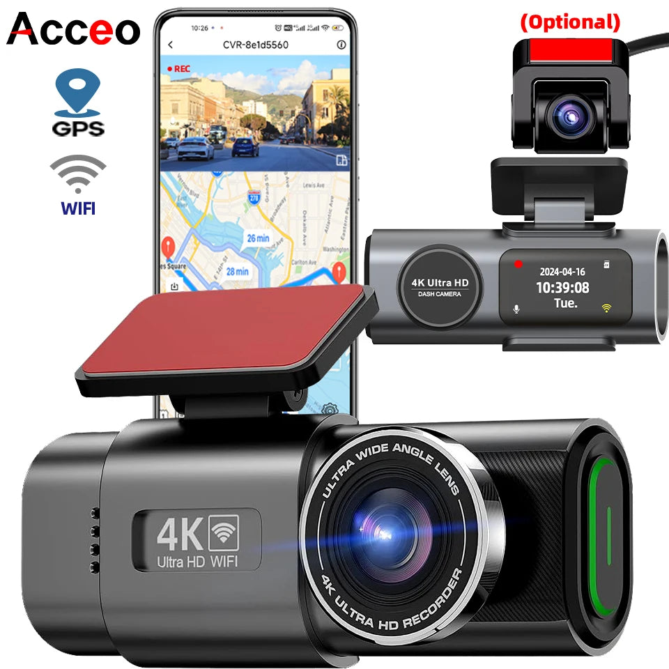 4K UHD Dash Cam with Wi-Fi & GPS